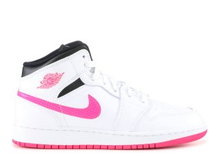 Air Jordan 1 Mid "Hyper Pink" Blanc Rose (555112-106)