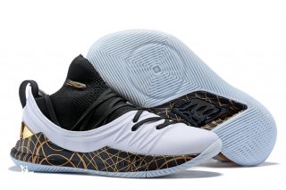 Under Armour Curry 5 Low Noir Blanc Or