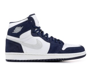 Air Jordan 1 (2001 Addition) Marine Blanc Métallique Argent (136060-101)