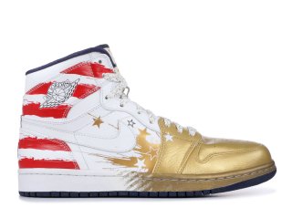 Air Jordan 1 High "Dave White" Blanc Rouge Or (237399-043)