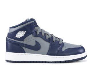 Air Jordan 1 Mid 9(Gs) "Georgetown" Gris Marine Blanc (554724-006)