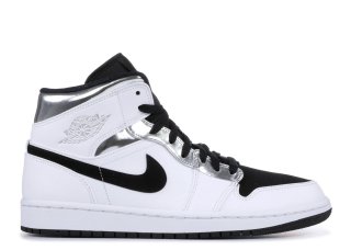 Air Jordan 1 Mid Blanc Noir (554724-121)