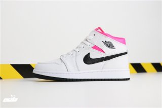 Air Jordan 1 Mid Blanc Rose Noir