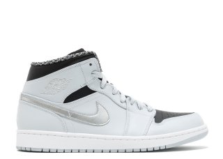 Air Jordan 1 Mid Gris Argent Gris (554724-032)