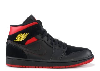 Air Jordan 1 Mid Noir Jaune Rouge (554724-076)