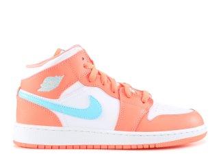 Air Jordan 1 Mid Orange Blanc Bleu (555112-814)