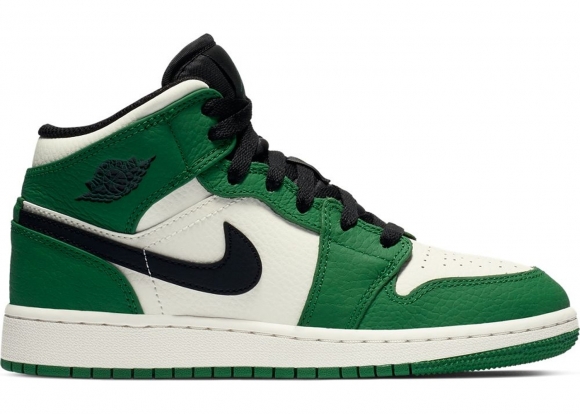 Air Jordan 1 Mid Pine Green (Gs) Blanc Vert (bq6931-301)