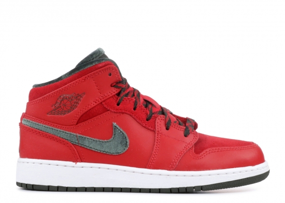 Air Jordan 1 Mid Prem Bg (Gs) Rouge Gris (619049-631)