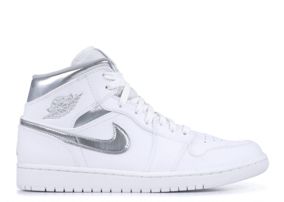 Air Jordan 1 Mid "Pure Money" White Metallic Silver (554724-105)