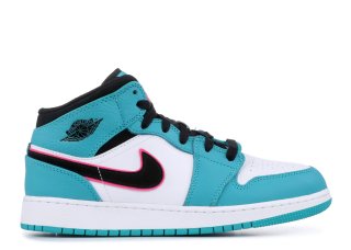 Air Jordan 1 Mid Se (Gs) "South Beach" Bleu Blanc (bq6931-306)