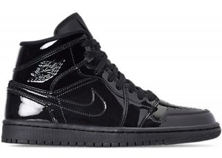 Air Jordan 1 Mid Se "Triple Noir Patent" Noir (bq6472-002)