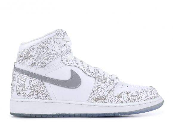 Air Jordan 1 Retro High Og Laser Bg (Gs) "30Th Anniversary" Blanc Métallique Argent (705290-100)