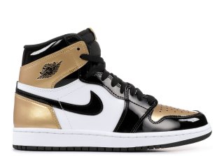 Air Jordan 1 Retro High Og Nrg "Gold Toe" Noir Blanc Métallique Or (861428-007)