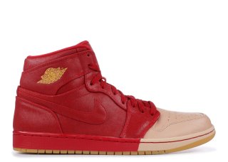 Air Jordan 1 Retro High Prem "Dipped Toe" Rouge Métallique Or (ah7389-607)