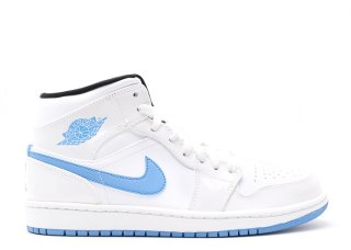 Air Jordan 1 Retro Mid Blanc Bleu (554724-127)