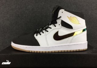 Air Jordan 1 Retro Noir Blanc Or