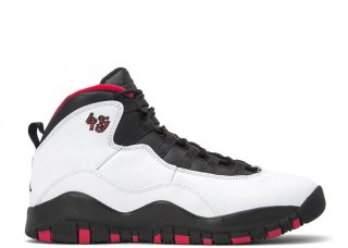 Air Jordan 10 Retro Bg (Gs) "Double Nickel" Blanc Noir Rouge (310806-102)