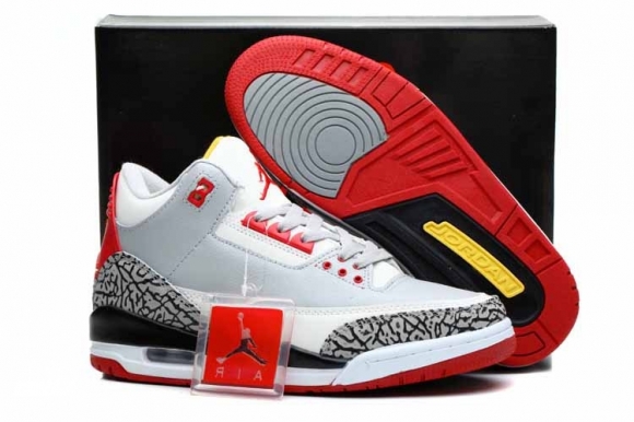 Air Jordan 3 Blanc Jaune Rouge Gris
