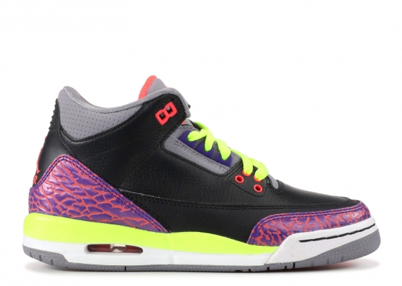 Air Jordan 3 (Gs) Pourpre Vert (441140-039)