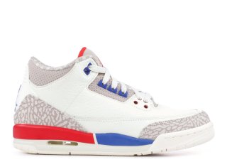 Air Jordan 3 Retro Gs "Charity Game" Blanc Rouge Bleu (398614-140)