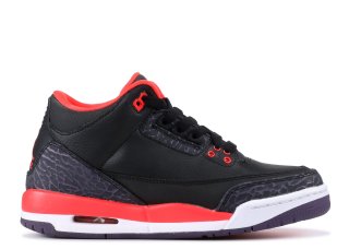 Air Jordan 3 Retro (Gs) "Crimson" Noir Rouge (398614-005)