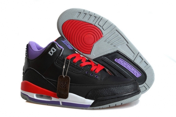 Air Jordan 3 Retro "Transformers" Noir Rouge Pourpre