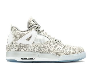 Air Jordan 4 Retro Laser Bg (Gs) "Laser" Blanc Métallique Argent (705334-105)