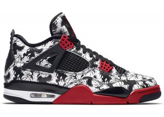 Air Jordan 4 Retro Tattoo (2018) Noir Blanc Rouge (bq0897-006)