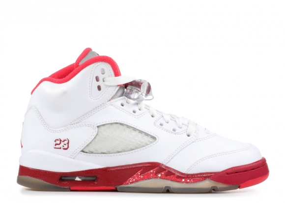 Air Jordan 5 Retro (Gs) Blanc Rouge (440892-101)