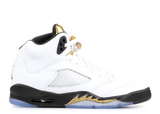Air Jordan 5 Retro (Gs) "Olympic Gold" Blanc Noir Or (440888-133)