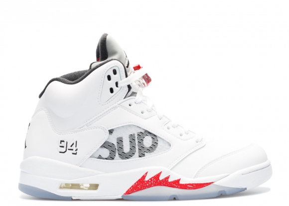 Air Jordan 5 Retro Supreme "Supreme" Blanc (824371-101)