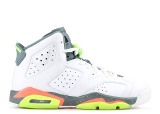 Air Jordan 6 Retro Bg Blanc Vert Orange (384665-114)