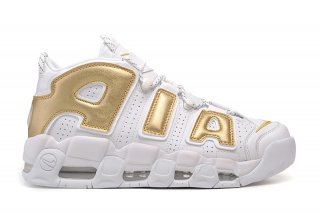 Nike Air More Uptempo Blanc Métallique Or