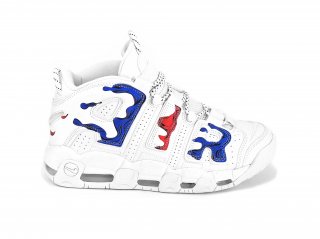 Nike Air More Uptempo Blanc Rouge Bleu