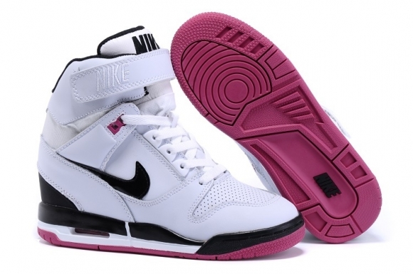 Nike Air Revolution Sky High Wedge Sneakers Blanc Rose Noir