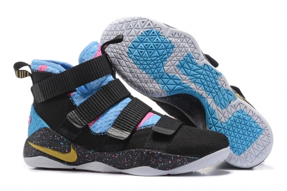 Nike Lebron Soldier XI 11 Noir Bleu Rose Or