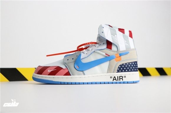 Parra X Off-White X Air Jordan 1 Enfant Blanc Bleu Gris