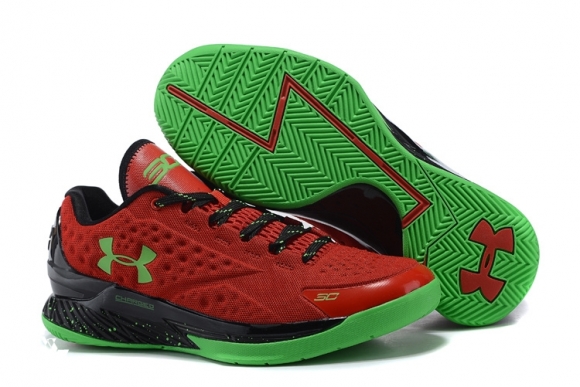 Under Armour Curry 1 Low Rouge Vert Noir