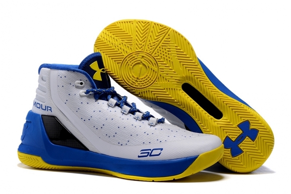 Under Armour Curry 3 Blanc Jaune Bleu