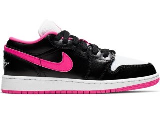 Air Jordan 1 Low (GS) Noir Bianco Rose (554723-061)