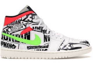 Air Jordan 1 Mid All Over Logos Blanc (554724-119)