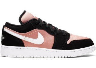 Air Jordan 1 Low (GS) Noir Blanc Rose Or (554723-090)