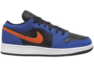 Air Jordan 1 Low (GS) Noir Bleu Orange (553560-480)