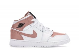 Air Jordan 1 Mid (GS) Blanc Rose Or (555112-190)