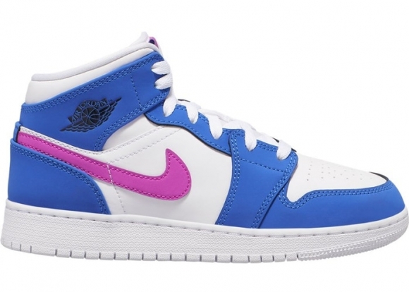 Air Jordan 1 Mid (GS) Bleu Rose Blanc (554725-451)