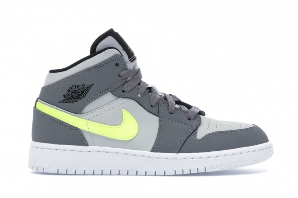 Air Jordan 1 Mid (GS) "Gunsmoke Volt" Gris (554725-072)