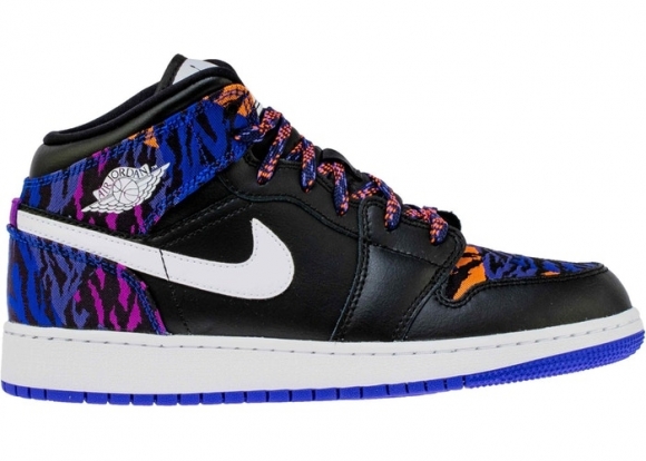 Air Jordan 1 Mid (GS) "Multi Color Tiger Stripe" Noir (AV5174-005)