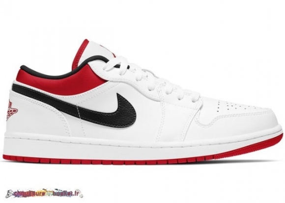 Air Jordan 1 Low Blanc Université Rouge Noir (553558-118)