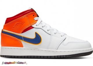 Air Jordan 1 Mid Alternate Multi Couleur (Gs) Blanc Pourpre (554725-128)