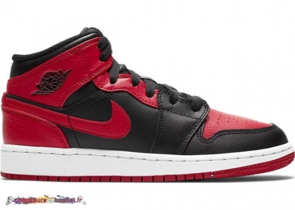 Air Jordan 1 Mid "Banned" 2020 (Gs) Blanc Rouge (554725-074)